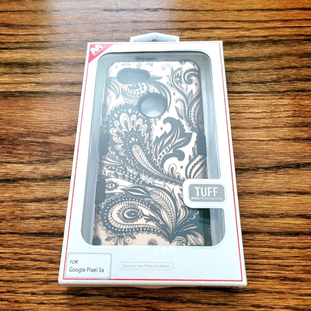 TUFF Rose Gold Phoenix Flower Hybrid Protector Cover for Google Pixel 3a Paisley
